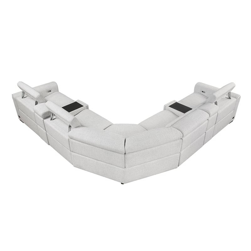 Lexicon McPherson Chenille 7-Piece Modular Power Reclining Sectional in Cloud