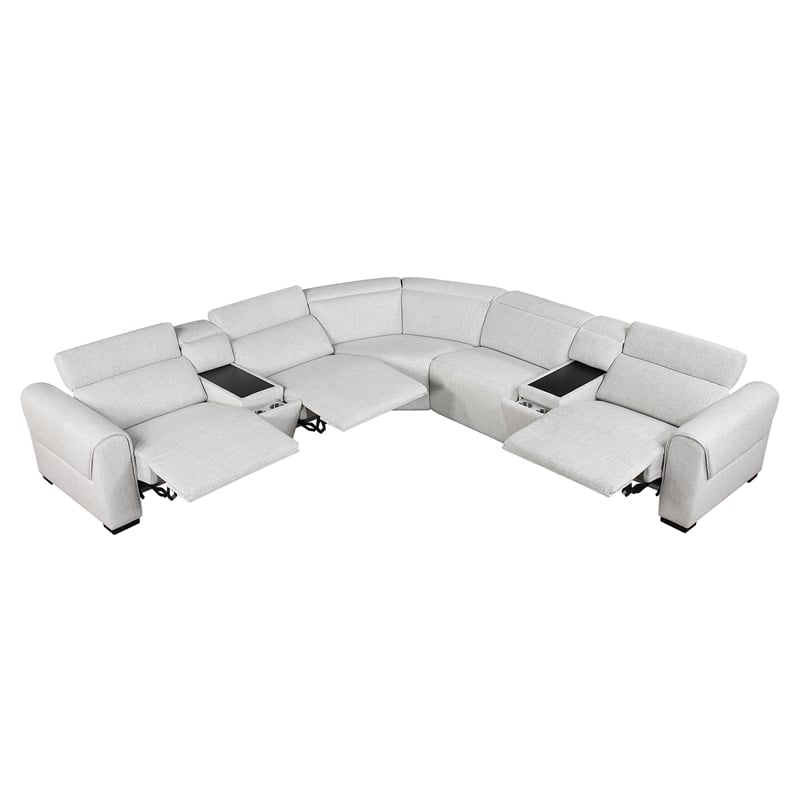 Lexicon McPherson Chenille 7-Piece Modular Power Reclining Sectional in Cloud