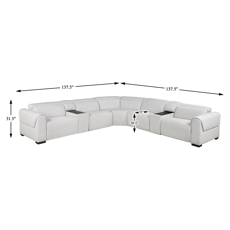 Lexicon McPherson Chenille 7-Piece Modular Power Reclining Sectional in Cloud
