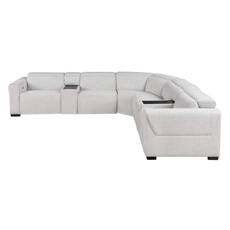 Lexicon McPherson Chenille 7-Piece Modular Power Reclining Sectional in Cloud