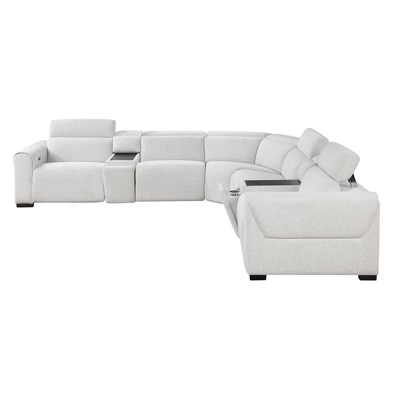 Lexicon McPherson Chenille 7-Piece Modular Power Reclining Sectional in Cloud