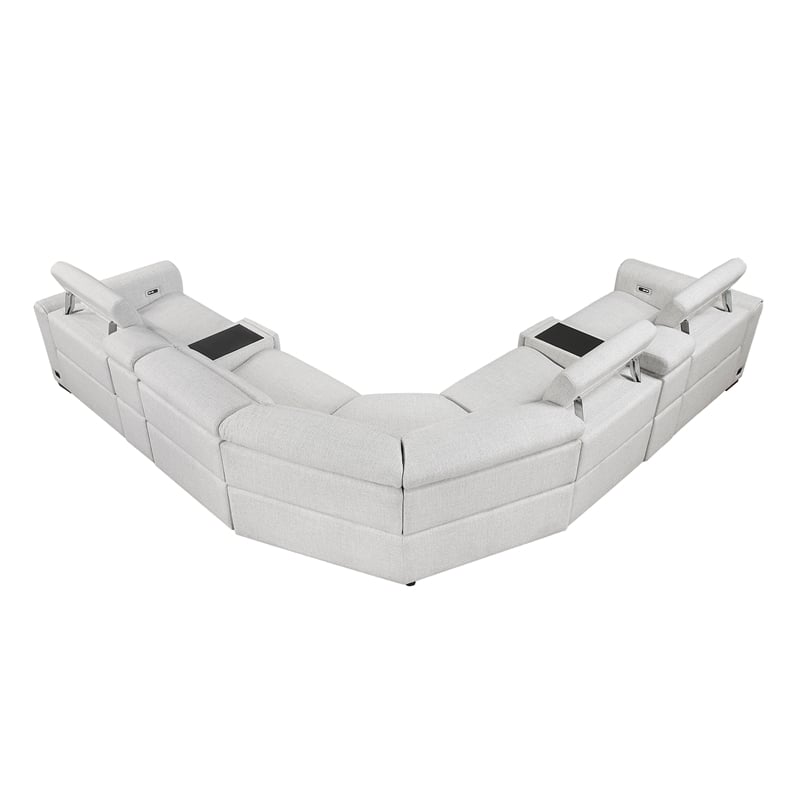 Lexicon McPherson Chenille 7-Piece Modular Power Reclining Sectional in Cloud