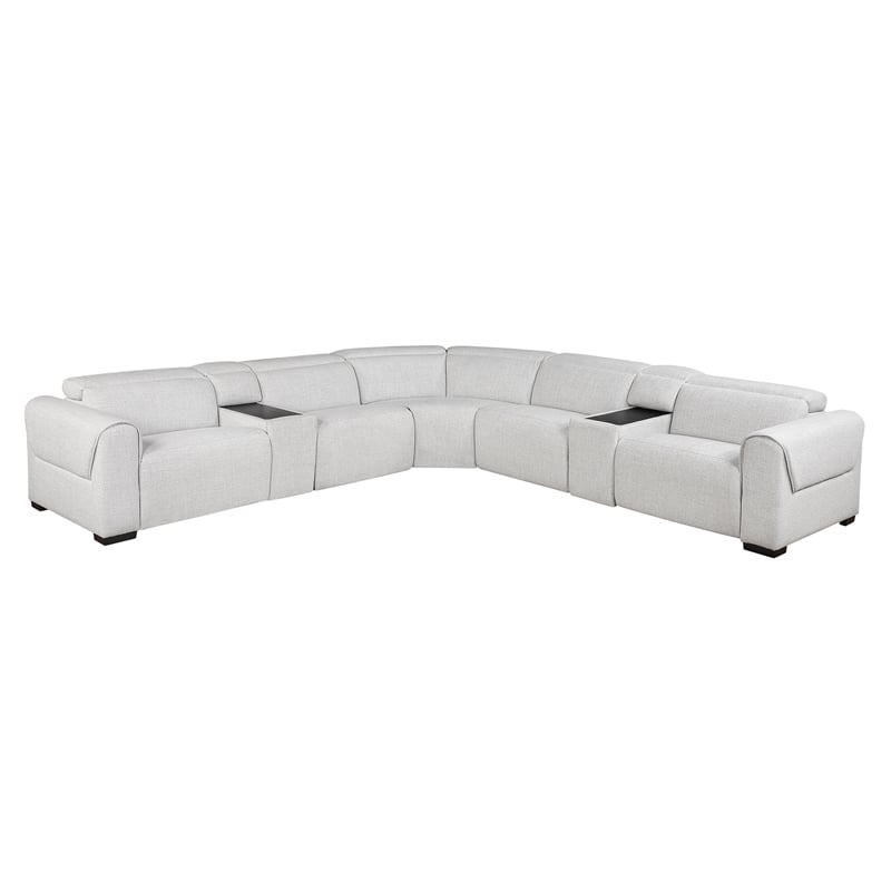 Lexicon McPherson Chenille 7-Piece Modular Power Reclining Sectional in Cloud
