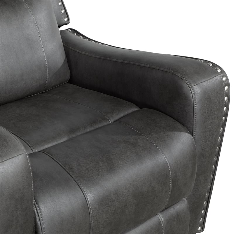 Lexicon Kellen Microfiber 2pc Set-Sofa & Loveseat in Smoky Gray