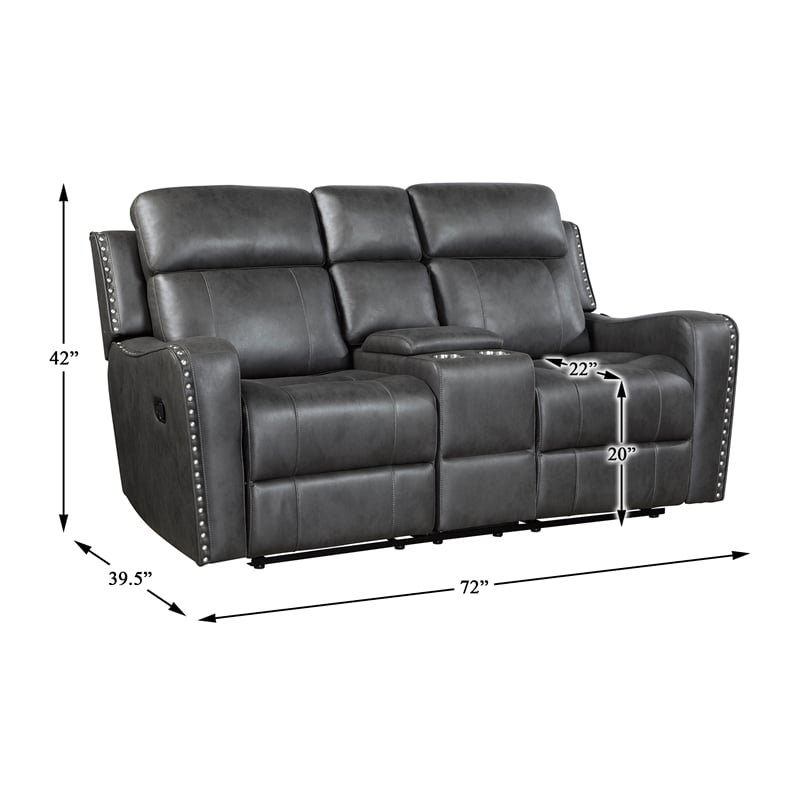 Lexicon Kellen Microfiber 2pc Set-Sofa & Loveseat in Smoky Gray