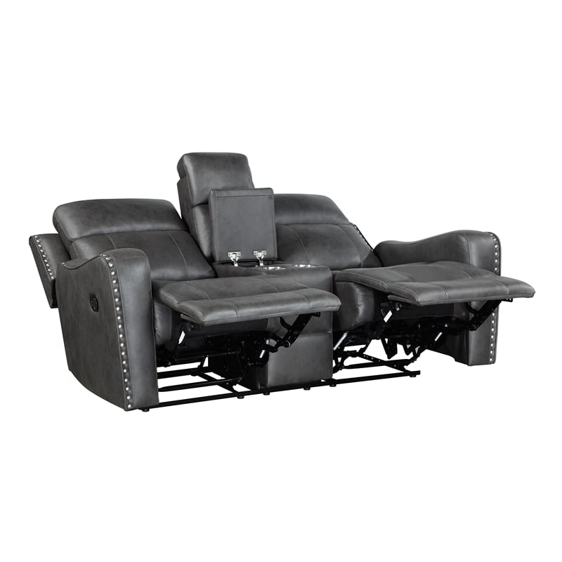 Lexicon Kellen Microfiber 2pc Set-Sofa & Loveseat in Smoky Gray