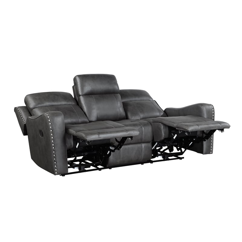 Lexicon Kellen Microfiber 2pc Set-Sofa & Loveseat in Smoky Gray