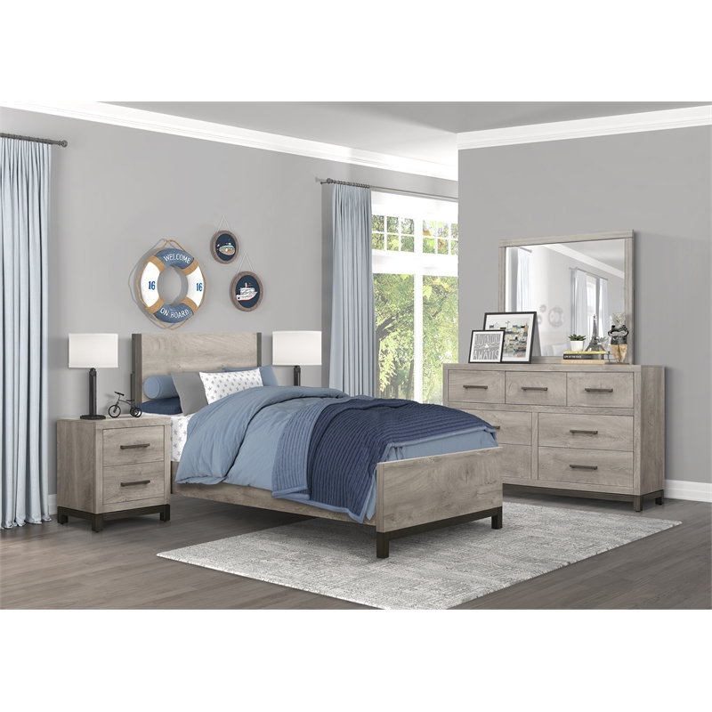 Lexicon Zephyr Rubber Wood Twin Bed in Light Gray