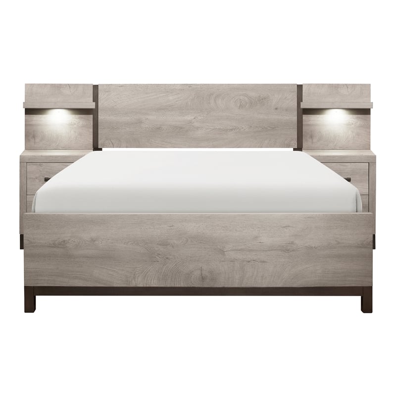 Lexicon Zephyr Rubber Wood 5pc Set Queen Wall Bed in Light Gray
