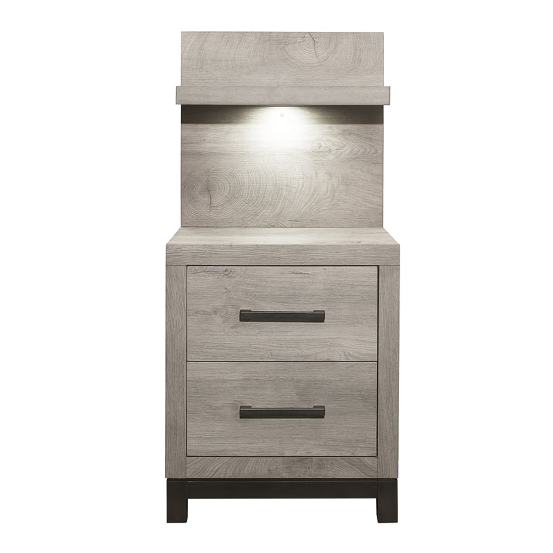 Lexicon Zephyr Rubber Wood 5pc Set Full Wall Bed in Light Gray