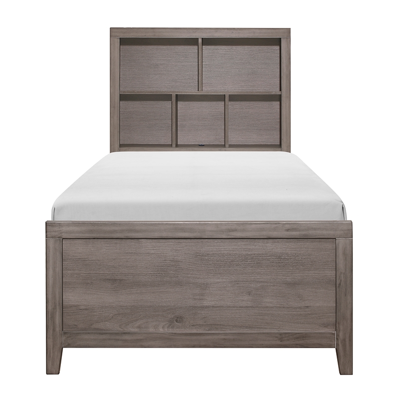 Lexicon Woodrow Asian Hardwood 3pc Set Twin Wall Bed (TB+2 PNS) in Brownish Gray