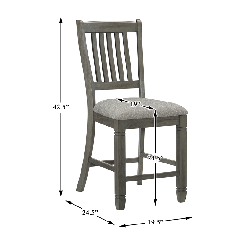 Lexicon Granby Pine 5-Piece Cntr Height Dining Set in Coffee and Antique Gray