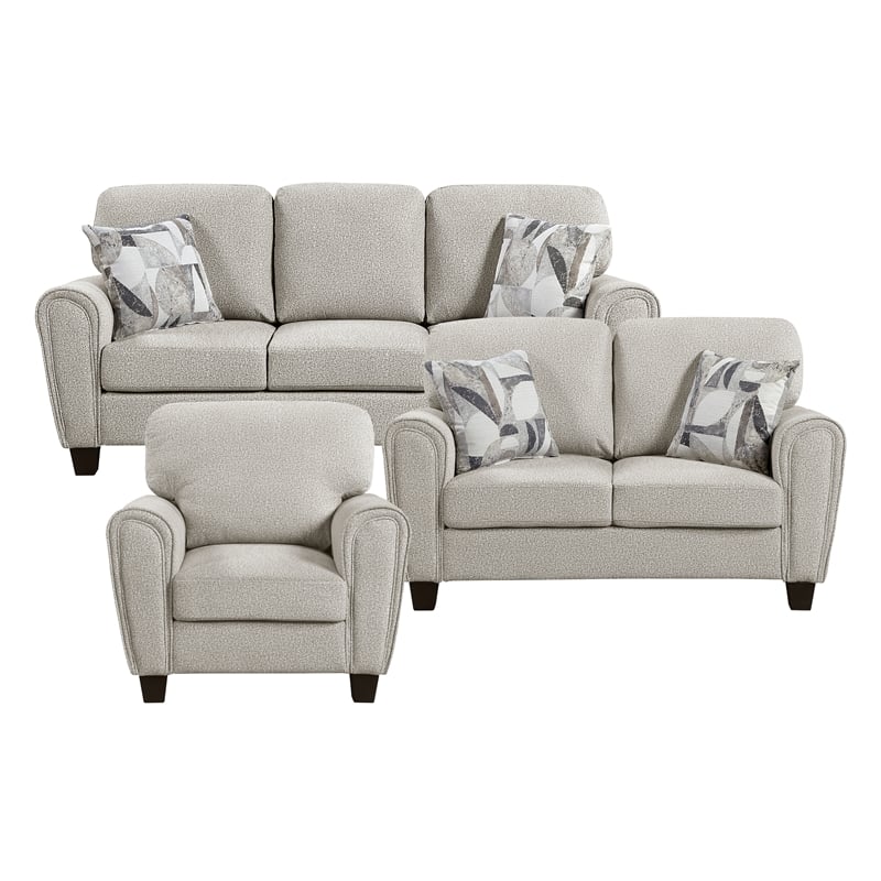 Lexicon Lemond Chenille 3pc Set-Sofa & Loveseat & Chair in Gray