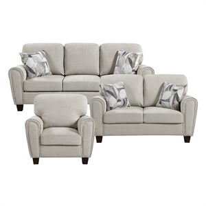 Lexicon Lemond Chenille 3pc Set-Sofa & Loveseat & Chair in Gray