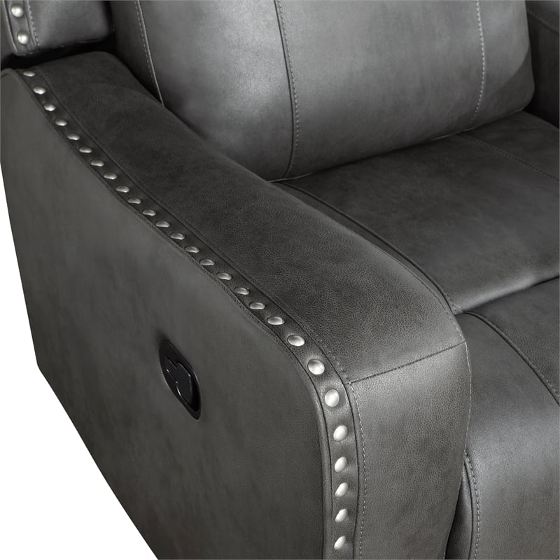 Lexicon Kellen Microfiber 3pc Set-Sofa & Loveseat & Chair in Smoky Gray