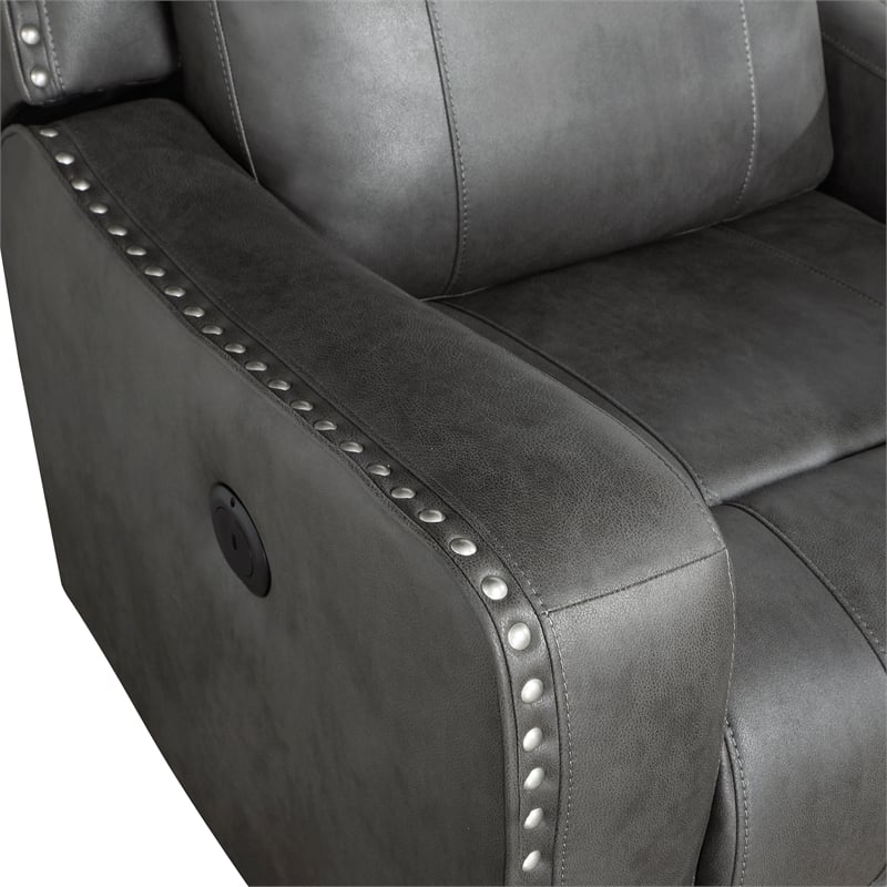 Lexicon Kellen Microfiber 2pc Set-Sofa & Loveseat in Smoky Gray