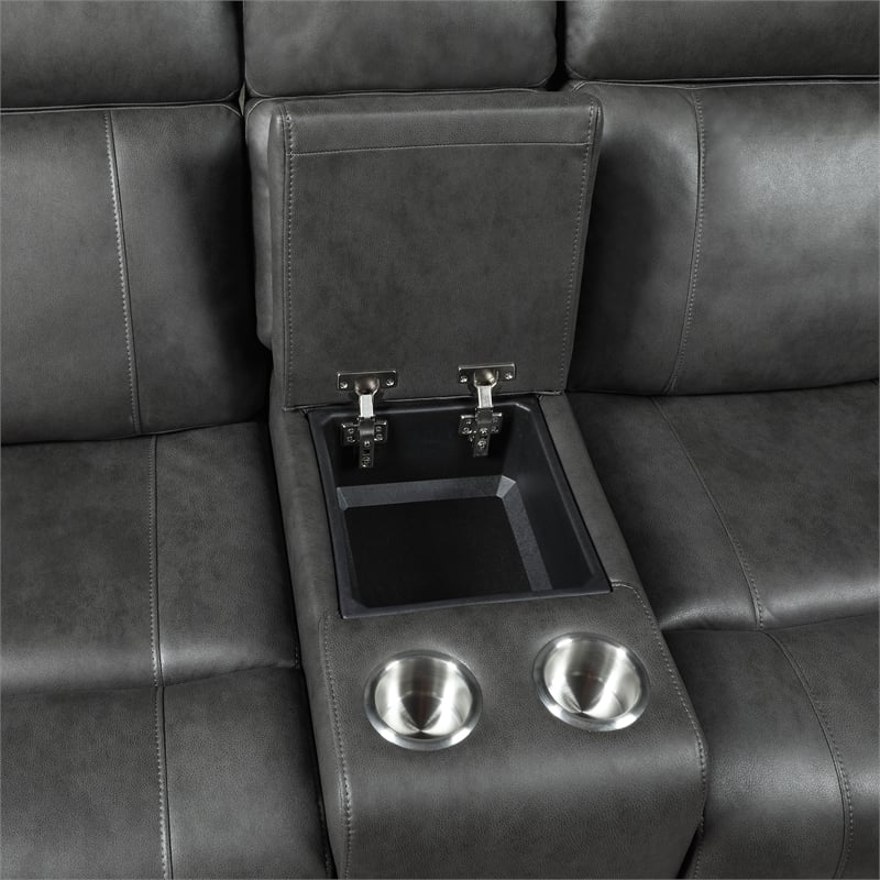 Lexicon Kellen Microfiber 2pc Set-Sofa & Loveseat in Smoky Gray