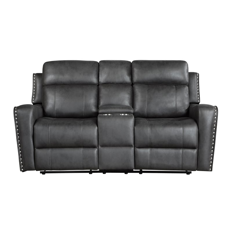 Lexicon Kellen Microfiber 2pc Set-Sofa & Loveseat in Smoky Gray