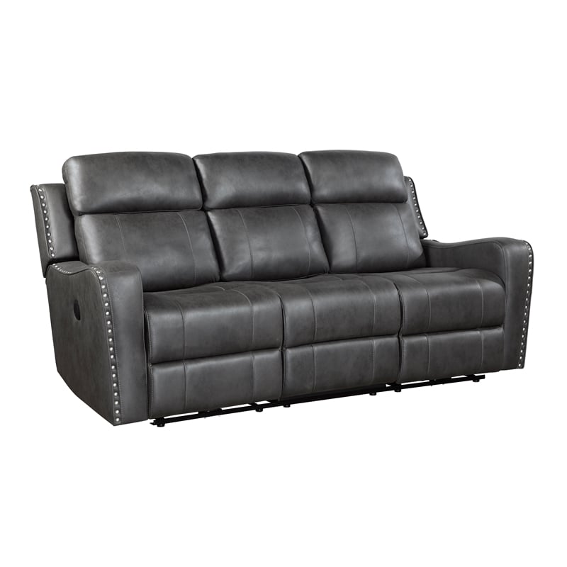 Lexicon Kellen Microfiber 3pc Set-Sofa & Loveseat & Chair in Smoky Gray