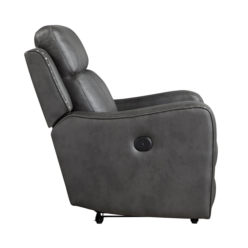 Lexicon Kellen Microfiber 3pc Set-Sofa & Loveseat & Chair in Smoky Gray