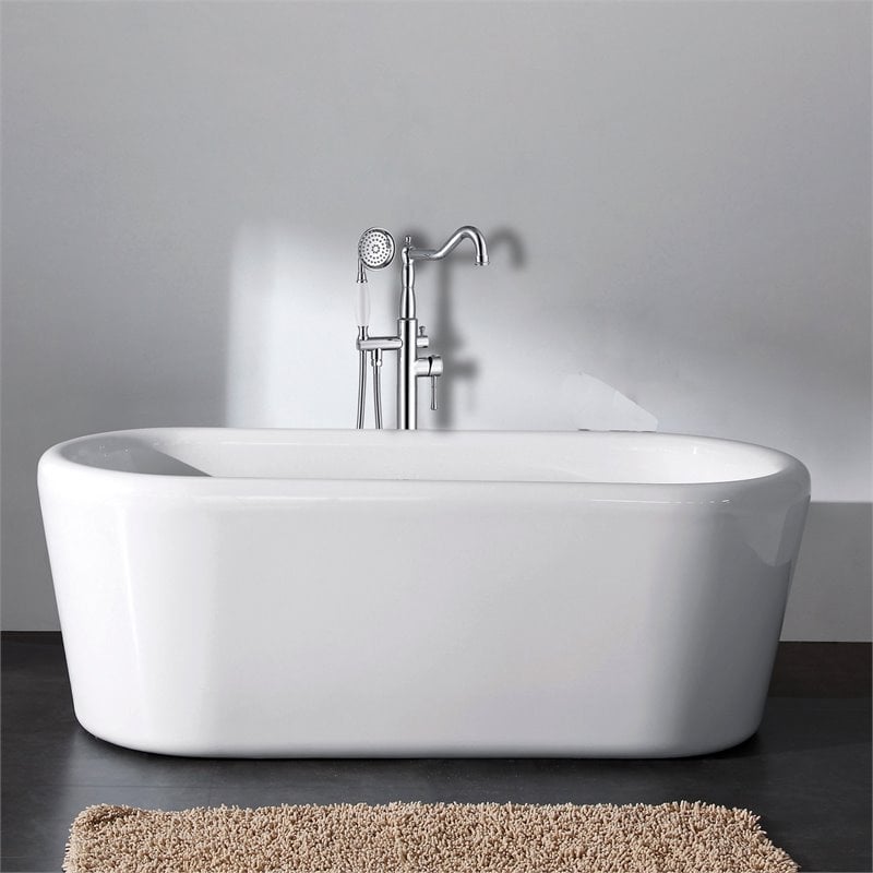 CRO Decor Freestanding Brass Faucet in Silver