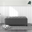 CRO Decor Upholstered Flip Top Storage Bench with Button Tufted Top-Gray
