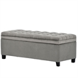 CRO Decor Upholstered Flip Top Storage Bench with Button Tufted Top-Gray
