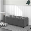 CRO Decor Upholstered Flip Top Storage Bench with Button Tufted Top-Gray