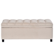 CRO Decor Upholstered Flip Top Storage Bench with Button Tufted Top-Beige