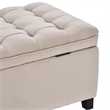 CRO Decor Upholstered Flip Top Storage Bench with Button Tufted Top-Beige
