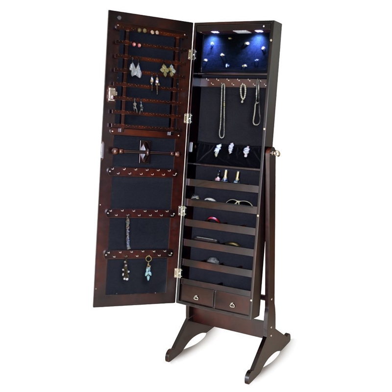 CRO Decor Kent Free Standing 14.6'' Wide Jewelry Armoire with Mirror-Brown