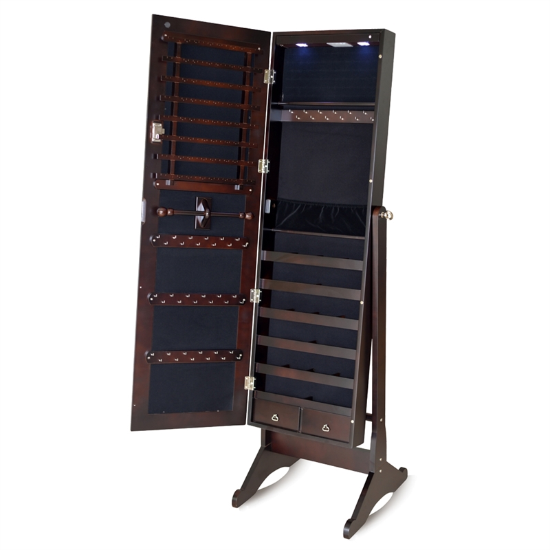 CRO Decor Kent Free Standing 14.6'' Wide Jewelry Armoire with Mirror-Brown