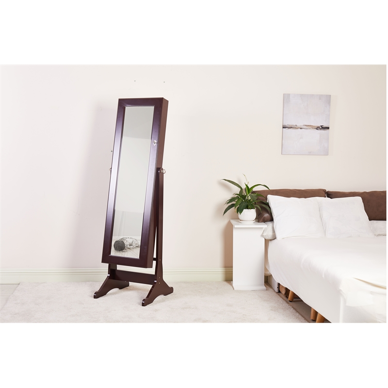 CRO Decor Kent Free Standing 14.6'' Wide Jewelry Armoire with Mirror-Brown