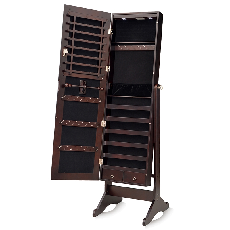 CRO Decor Kent Free Standing 14.6'' Wide Jewelry Armoire with Mirror-Brown