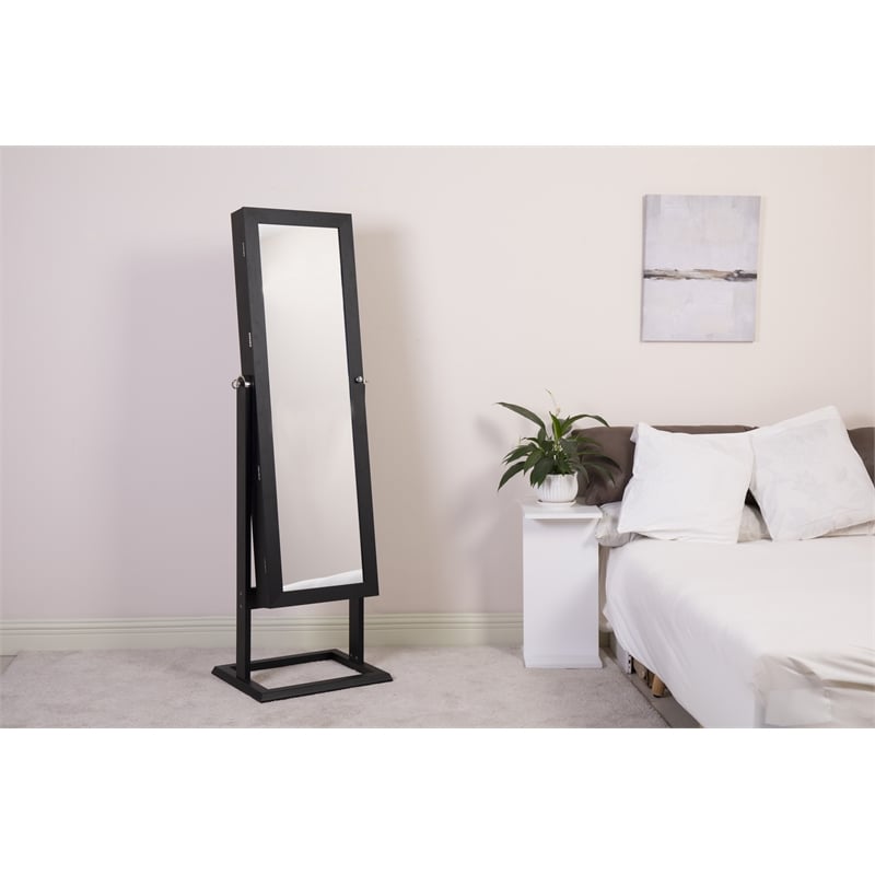 CRO Decor Jeanie 15.75'' Wide Jewelry Armoire with Mirror-Black