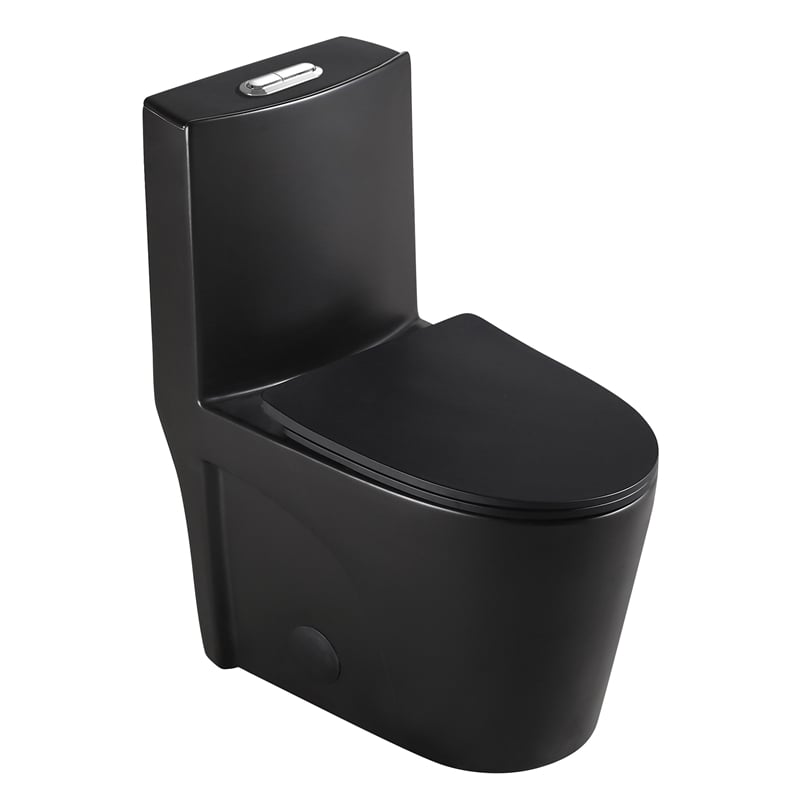 CRO Decor One-Piece Toilet Ceramic (Black)