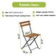 CRO Decor Solid Teak Wood Bistro Set Folding Table and Chair Set With Waterproof
