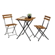 CRO Decor Solid Teak Wood Bistro Set Folding Table and Chair Set With Waterproof