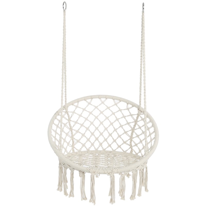 CRO Decor Hammock Chair Max 330 Lbs Hanging Cotton Rope Hammock Swing Chair