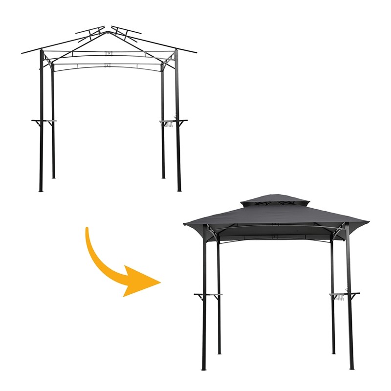 CRO Decor Outdoor Grill Gazebo 8 x 5 Ft Shelter Tent Double Tier Soft Top Canopy