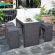 CRO Decor 5PC Rattan Outdoor Patio Furniture Set Bar Dining Table Set Cushion