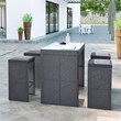 CRO Decor 5PC Rattan Outdoor Patio Furniture Set Bar Dining Table Set Cushion