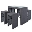 CRO Decor 5PC Rattan Outdoor Patio Furniture Set Bar Dining Table Set Cushion