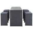 CRO Decor 5PC Rattan Outdoor Patio Furniture Set Bar Dining Table Set Cushion