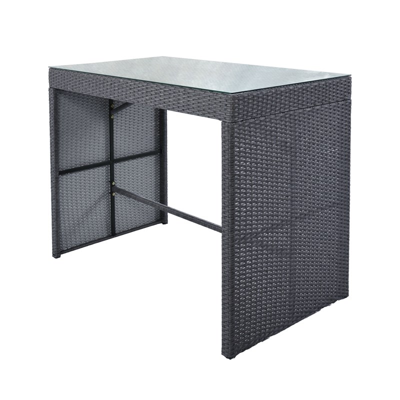 CRO Decor 5PC Rattan Outdoor Patio Furniture Set Bar Dining Table Set Cushion