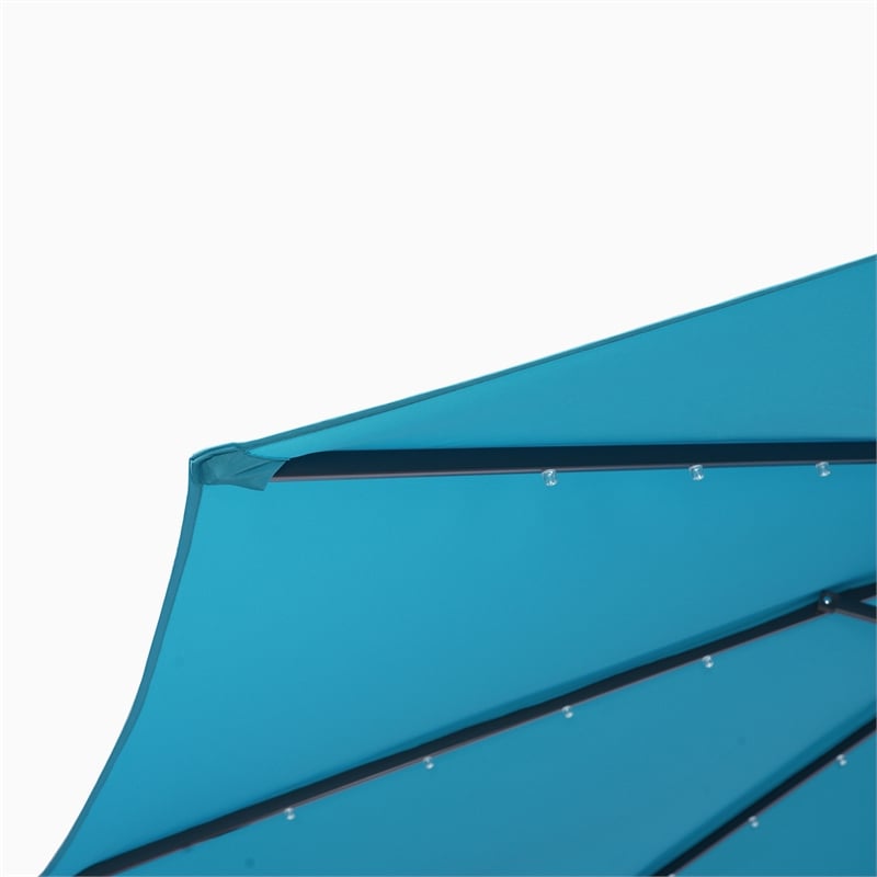 CRO Decor 10FT Solar LED Patio Outdoor Umbrella Hanging Cantilever Umbrella-Blue