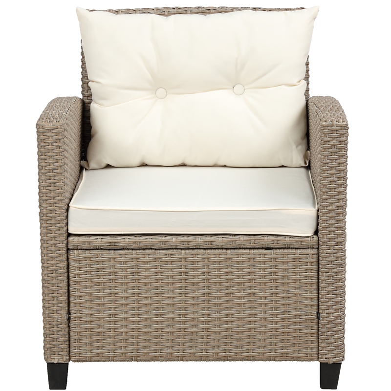 CRO Decor Patio Furniture Sets 4pc Wicker Sectional Sofa with Seat Cushions