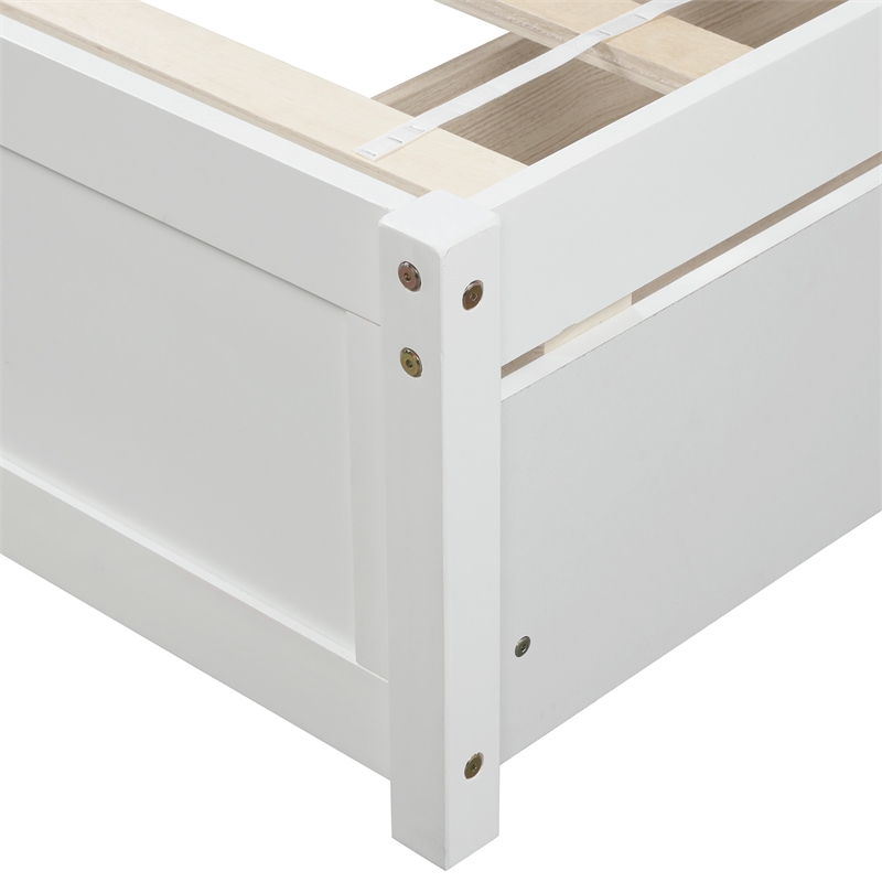 CRO Decor Twin Platform Storage Wood Bed with 2 Drawers and Headboard (White)