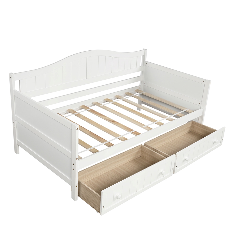 CRO Decor Twin Wooden Daybed with 2 drawers Sofa Bed (White )