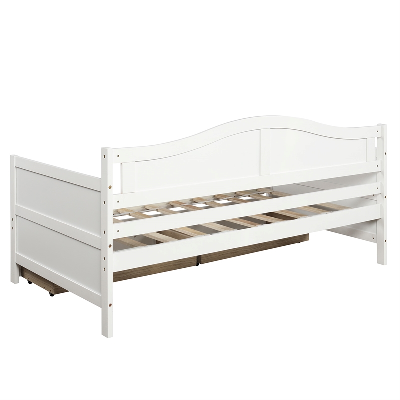 CRO Decor Twin Wooden Daybed with 2 drawers Sofa Bed (White )
